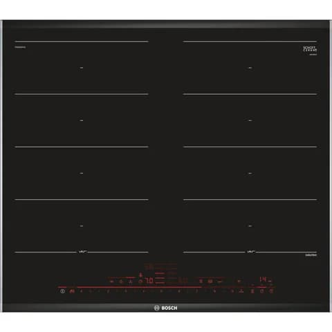 Индукционная, Home Connect Serie 8, cтеклокерамика, черная, ширина 60см, 4 индукционных зоны нагрева, FlexInduction, сенсорное управление DirectSelect, функции HomeConnect, таймер, индикация остаточ