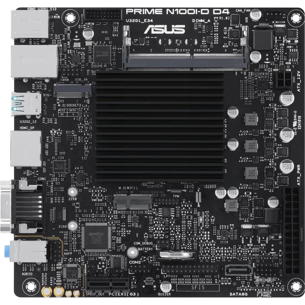 Материнская плата Asus PRIME N100I-D D4-CSM 1xDDR4 mini-ITX AC`97 8ch(7.1) GbLAN+VGA+HDMI+DP