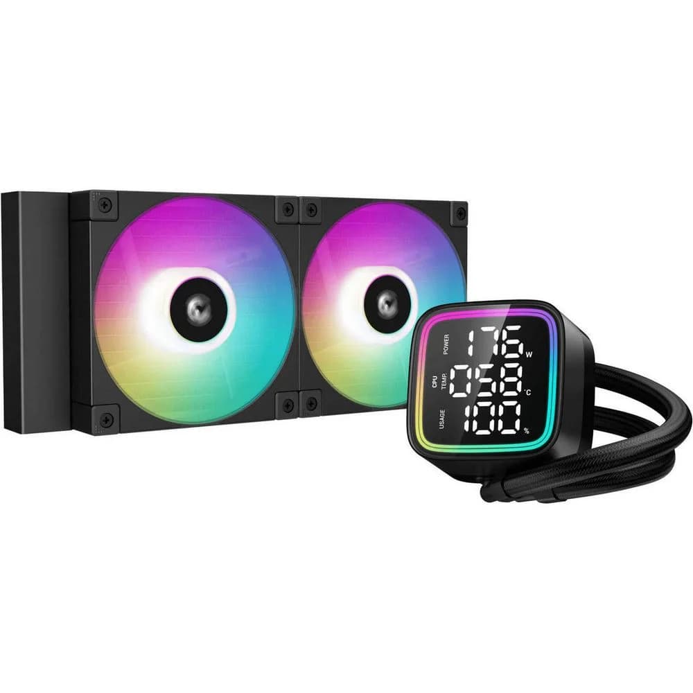 Кулер с водяным охлаждением, Deepcool, LD240 R-LD360-BKMSN-G-1, Intel 1700/1200/115х и AMD AM5/AM4/, TDP 250W, 2*120мм FD12 ARGB, 600-2400 RPM±10%, 72,04CFM, 38,71 dB(A), Чёрный