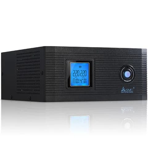 SVC Инвертор DI-1200-F-LCD, 1200ВА/1000Вт, AVR в реж. ИБП: 203-238±5В, AVR в реж. инвертора:150-255±5В, Вход:12/220В, Вых.:220±10В, 50Гц±0.5%,Внешние АКБ(не входят в комплект),LCD-дисплей, Напольный