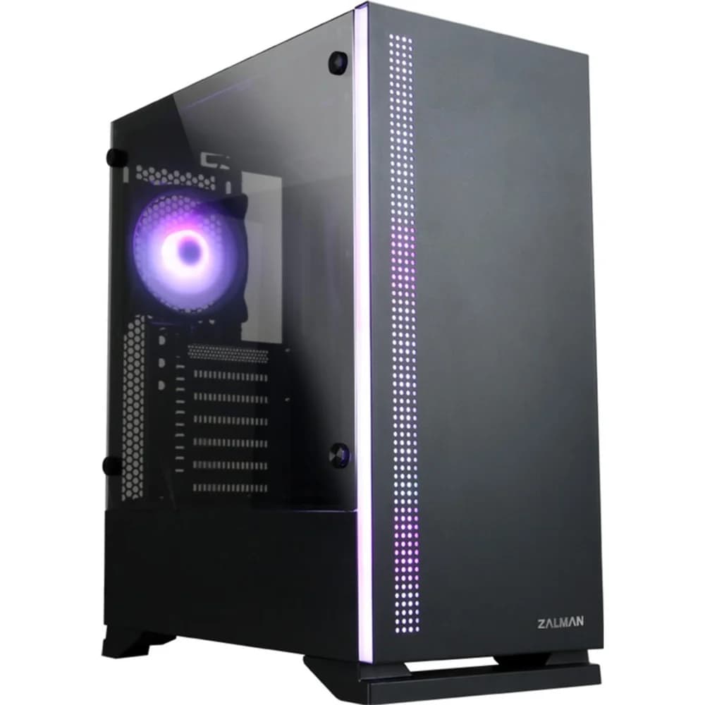 ZALMAN S5, ATX, BLACK, WINDOW, 2xCOMBO (3.5" or 2.5"), 4x2.5", 2xUSB2.0, 1xUSB3.0, FRONT 1x120mm, REAR 1x120mm RGB