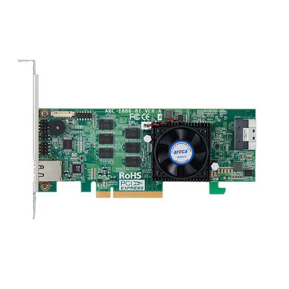 ARC-1886-8I PCIe 4.0 x8 LP, NVMe/SAS/SATA 12G, RAID 0,1,5,6,10,50,60, 8port (1*int SFF8654 x8), Cache 8GB RTL {10} (412106)