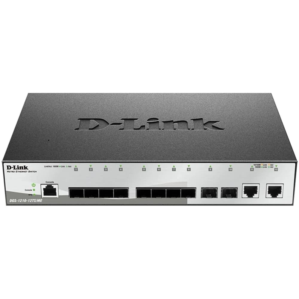 Коммутатор D-Link Управляемый коммутатор 2 уровня с 10 портами 1000Base-X SFP и 2 портами 10/100/1000Base-T