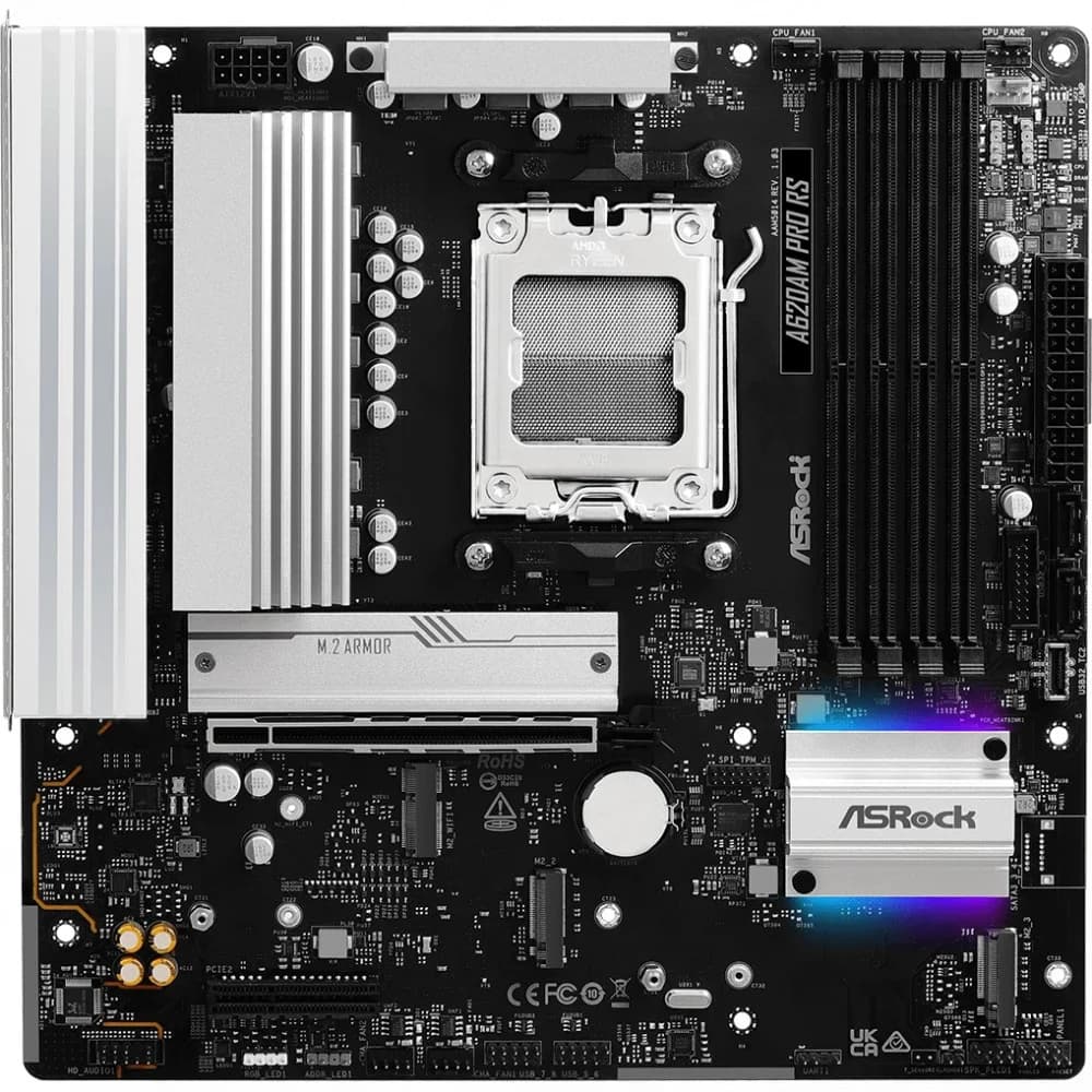 Материнская плата Asrock A620AM Pro RS Socket AM5 AMD A620A 4xDDR5 mATX AC`97 8ch(7.1) 2.5Gg RAID+HDMI+DP