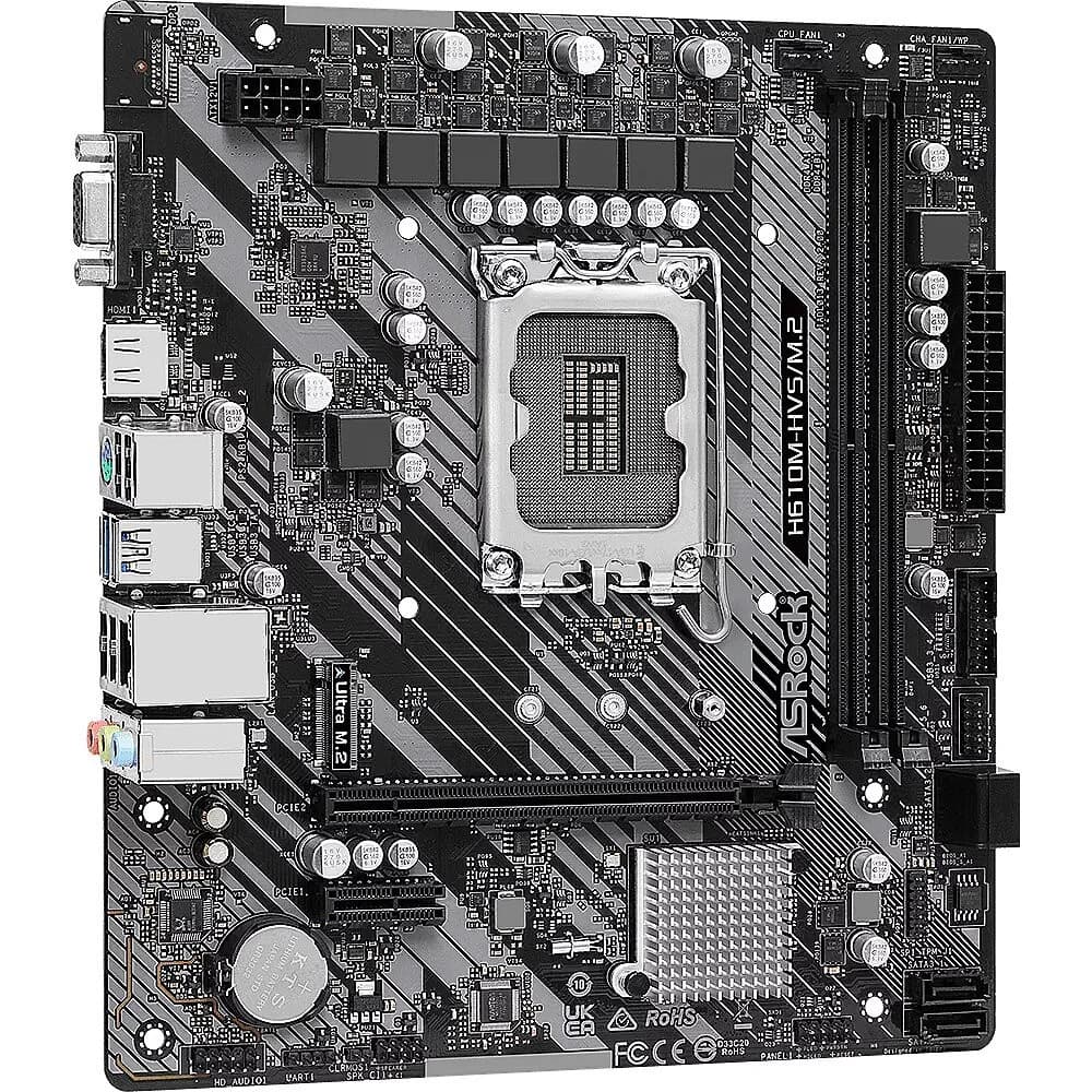 Материнская плата, ASRock, H610M-HVS/M.2 R2.0 (4710483939914), LGA1700, iH610, 2xDDR4 2666/2933/3200MHz, 4xSATA3, 1xM.2 (PCI-E 3.0x4), 1xD-Sub, 1xHDMI, 1xPCI-Ex16, 1xPCI-Ex1, mATX