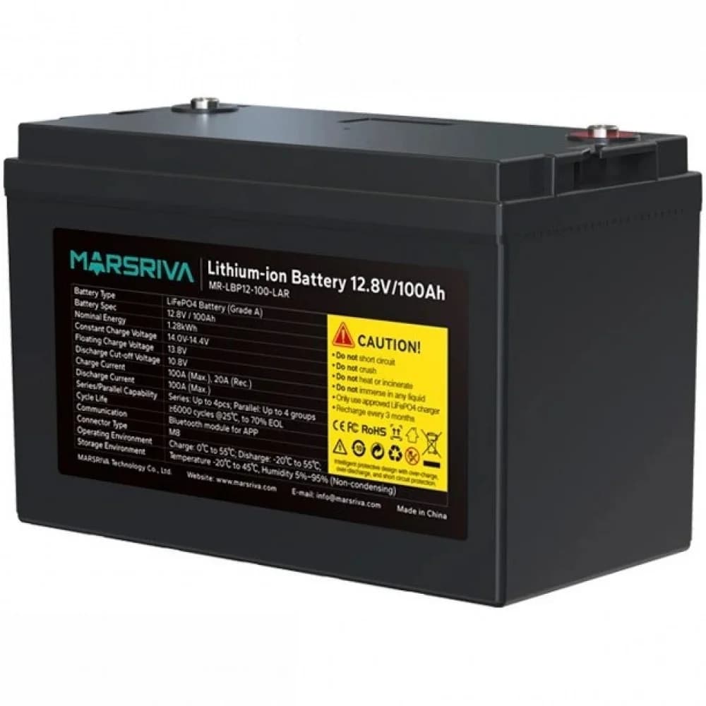 LiFePO4 Батарея MR-LBP12-100-LAR, 12.8В/100Ач, Класс А, 1.28кВт*ч, 6000 циклов