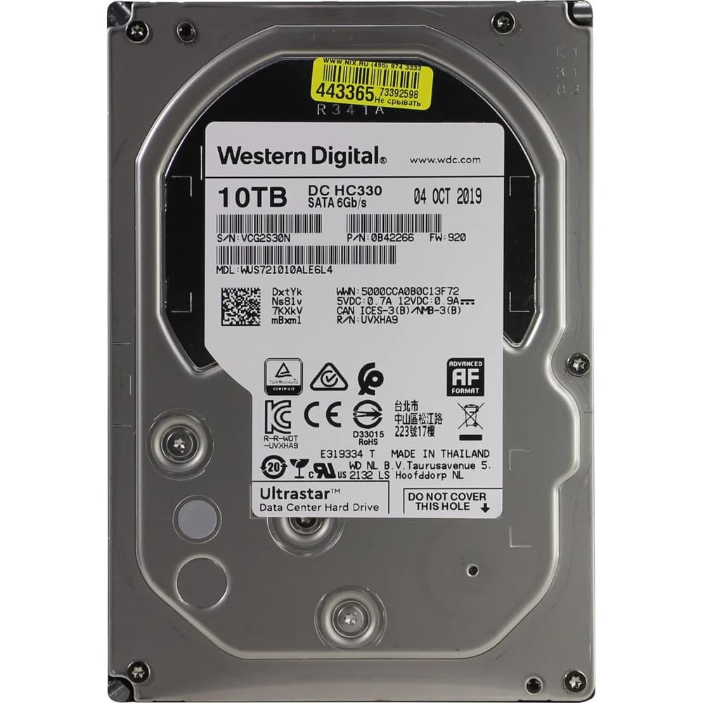 Внутренний жесткий диск, Western Digital, Ultrastar DC HC330, WUS721010ALE6L4, 10TB SATA 6Gb/s 7.2KRPM 256M