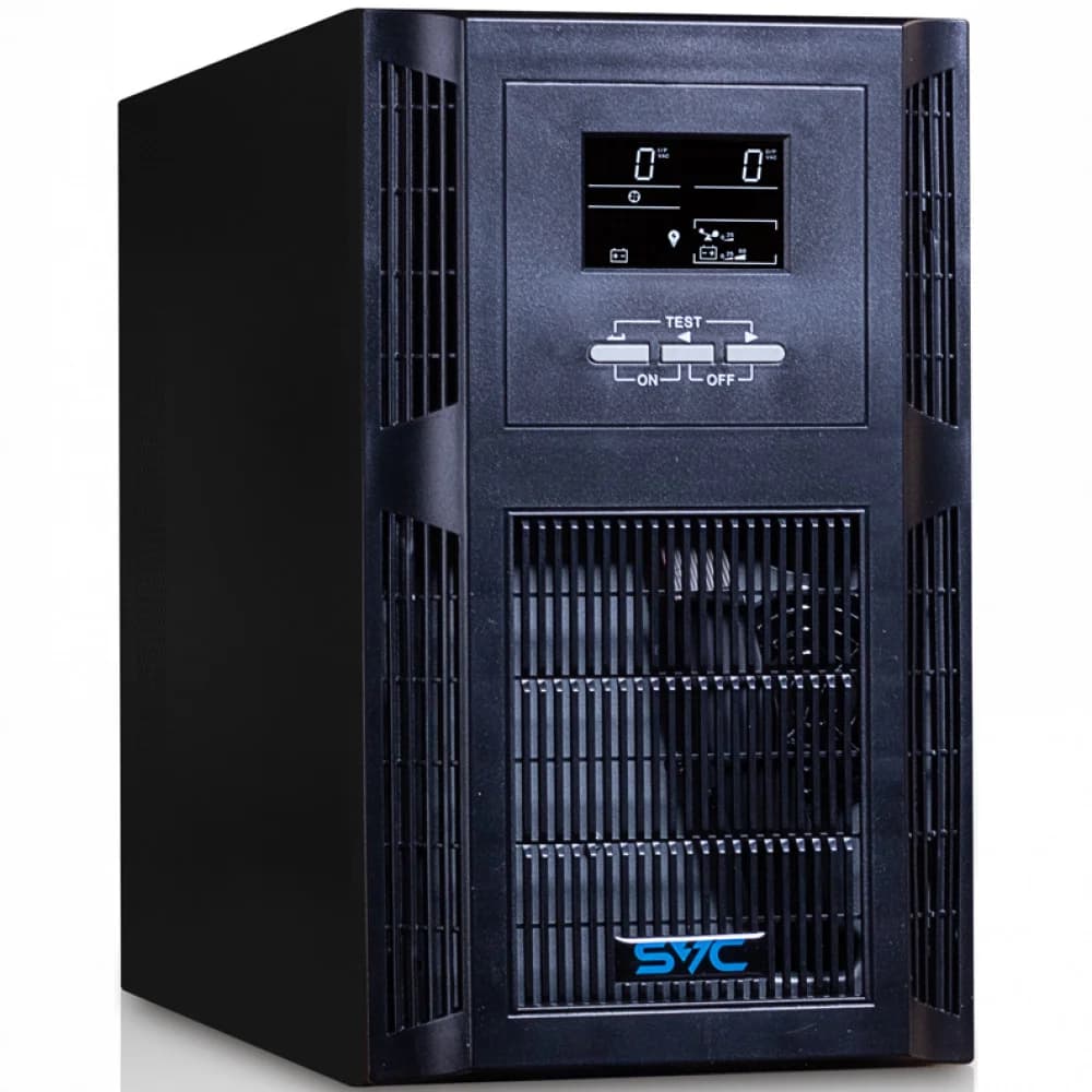 Источник бесперебойного питания, SVC, PT-2K-LCD, Мощность 2000ВА/1600Вт, PT-cерия, On-Line, LCD\USB\RS-232, SMART, Диапазон работы AVR: 115-300В, Бат.: 12В/7.5Aч*6шт., Вентилятор: 8см*2шт., 4 вых.,
