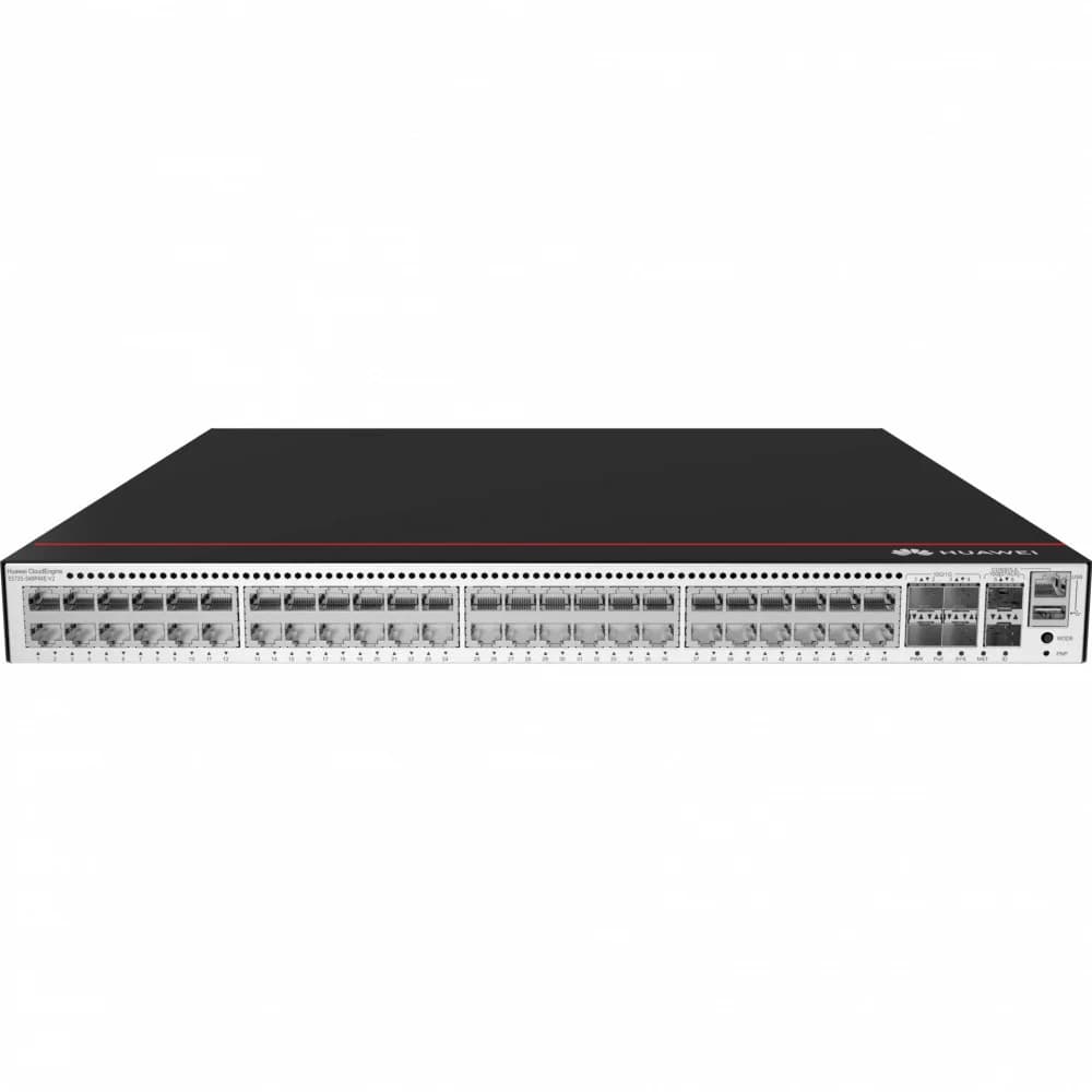 Коммутатор S5735-S48P4XE-V2 (48*10/100/1000BASE-T ports, 4*10GE SFP+ ports, 2*12GE stack ports, PoE+