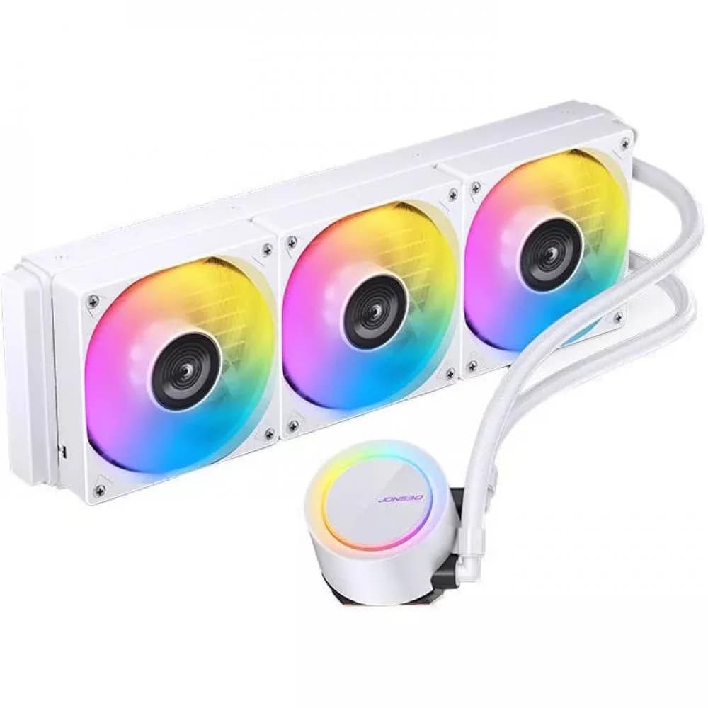Кулер с водяным охлаждением, Jonsbo, TG-360 White, Intel LGA1700/1200/115X/2011. AMD AM4/AM5, Скорость вентилятора - 900-1800 об/мин, Расход воздуха - 29.22-66.19 CFM, Уровень шума - 22,9–35,4дБ, Ра