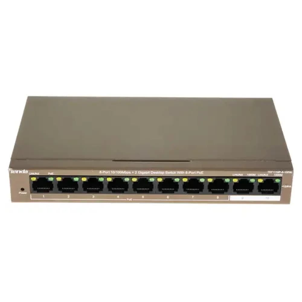 Switch 8 port 10/100 Mbit + 2 x 10/100/1000 Mbit, IP-COM (Tenda) F1110P-8-102W, desktop