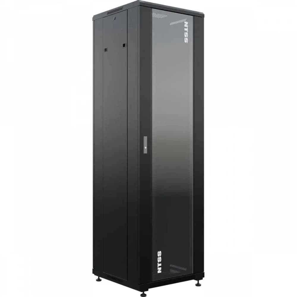 Шкаф коммутационный NTSS Премиум (NTSS-R42U6060GS-BL) напольный 42U 600x600мм пер.дв.стекл металл 900кг черный 510мм 86кг 1987мм IP20 сталь