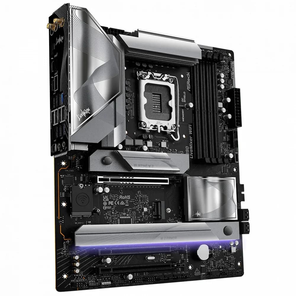 Материнская плата, ASRock, Z890 LIVEMIXER WIFI (4710483949715), LGA1851, iZ890, 4xDDR5 4400/4800/5600/9466+(OC), 4xSATA3, 4xM.2 (3*PCI-E 4.0x4. 1*PCI-E 4.0x4 & SATA3), Raid, 1xHDMI, 2xThunderbolt™ 4