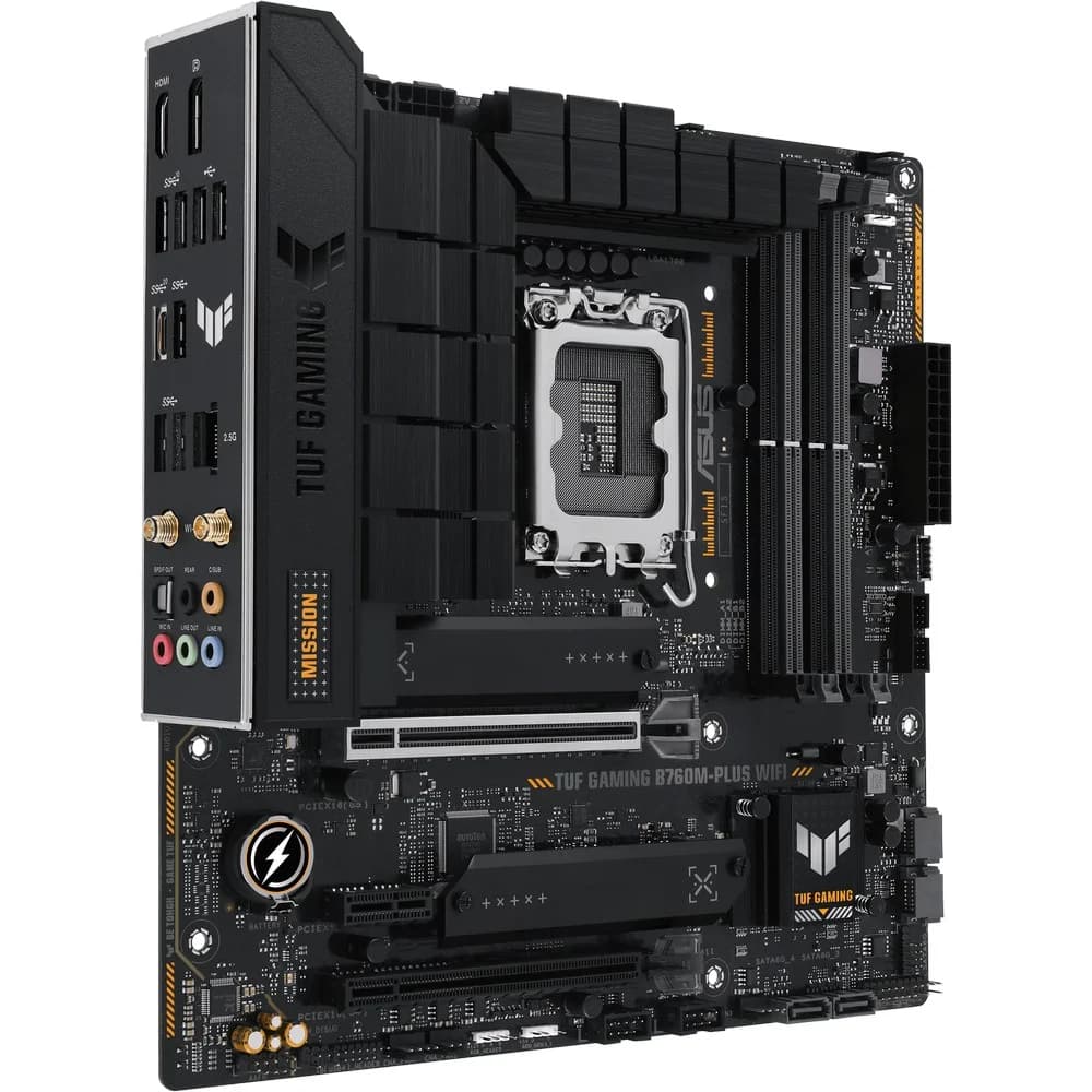 Материнская плата ASUS TUF GAMING B760M-PLUS WIFI, LGA1700, B760, 4*DDR5, 4*SATA, 2*M.2, 5*USB 3.2, 2*USB 2.0, Type-C, 2*PCIx16, 1*PCIx1, DP+HDMI, mATX 90MB1ET0-M1EAY0