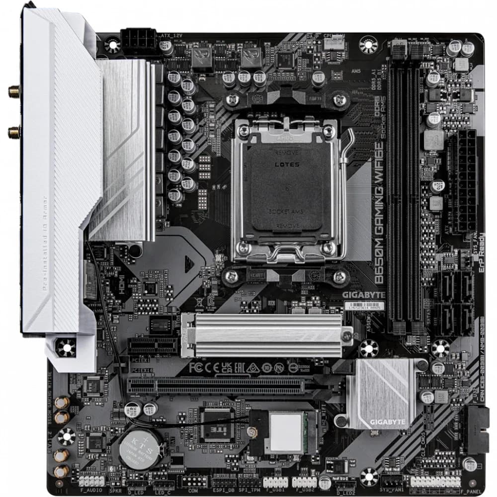 Матплата Gigabyte B650M Gaming WiFi6E, AM5, mATX, 2DDR-5, 1xPCI-Ex16, 4SATA3, M.2, HDMI, VGA, 12USB