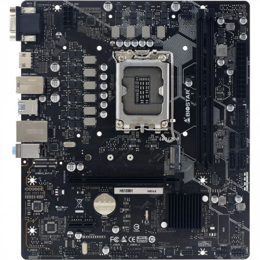 Материнская плата Gigabyte H610M H, Socket 1700, Intel®H610, 2xDDR5-4800, D-SUB+HDMI, 1xPCI-Ex16, 1xPCI-Ex1, 4xSATA3, 1xM.2, 8Ch Audio, GLan, (4+4)xUSB2.0, (2+2)xUSB3.2, 2xPS/2, mATX, RTL