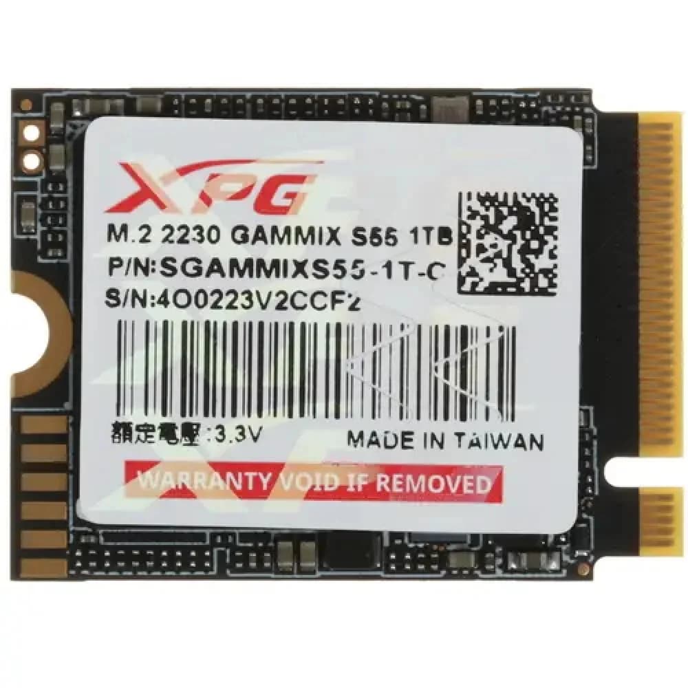 Твердотельный накопитель/ ADATA SSD GAMMIX S55, 1000GB, M.2(22x30mm), NVMe, PCIe 4.0 x4, 3D NAND, R/W 5000/3700MB/s, IOPs -/-, TBW 250, DWPD 0.1 (5 лет)