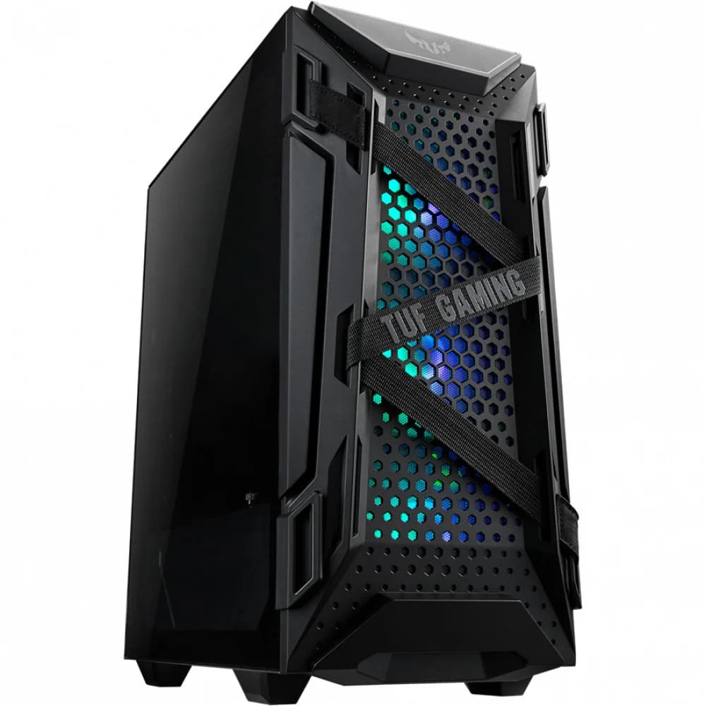 ASUS TUF GAMING GT301 mid-tower compact case with tempered glass side panel, honeycomb front panel, 120mm AURA Addressable RGB fan, headphone hanger and 360mm radiator support.7.2 Kg