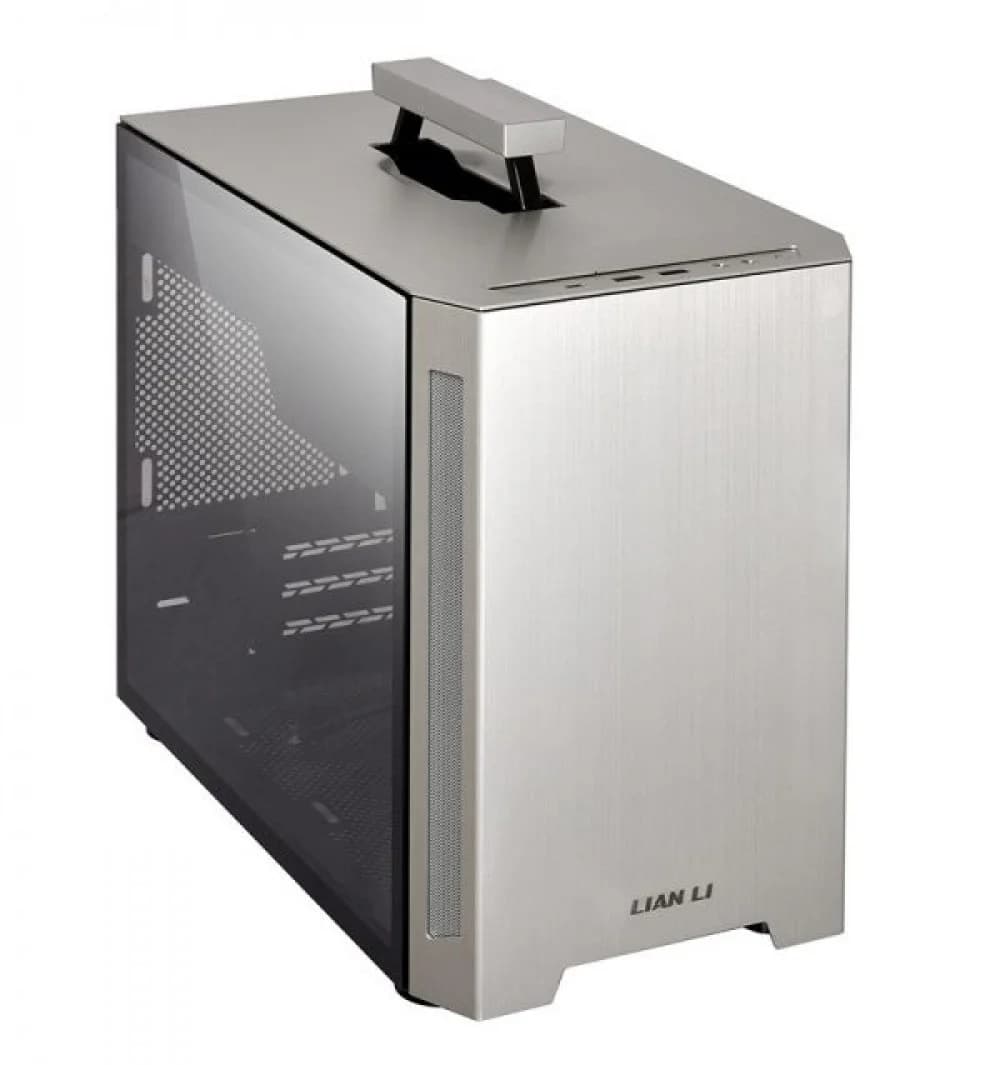 Корпус Lian Li TU-150, Mini-Tower Chassis, ITX, 1x3,5", 2x2,5", 3 слота расширения, USB3.1 Type Cx1, USB3.0 x2, HD Audio, цвет - серебро, без блока питания. Алюминий. Боковая стенка - Заколенное сте