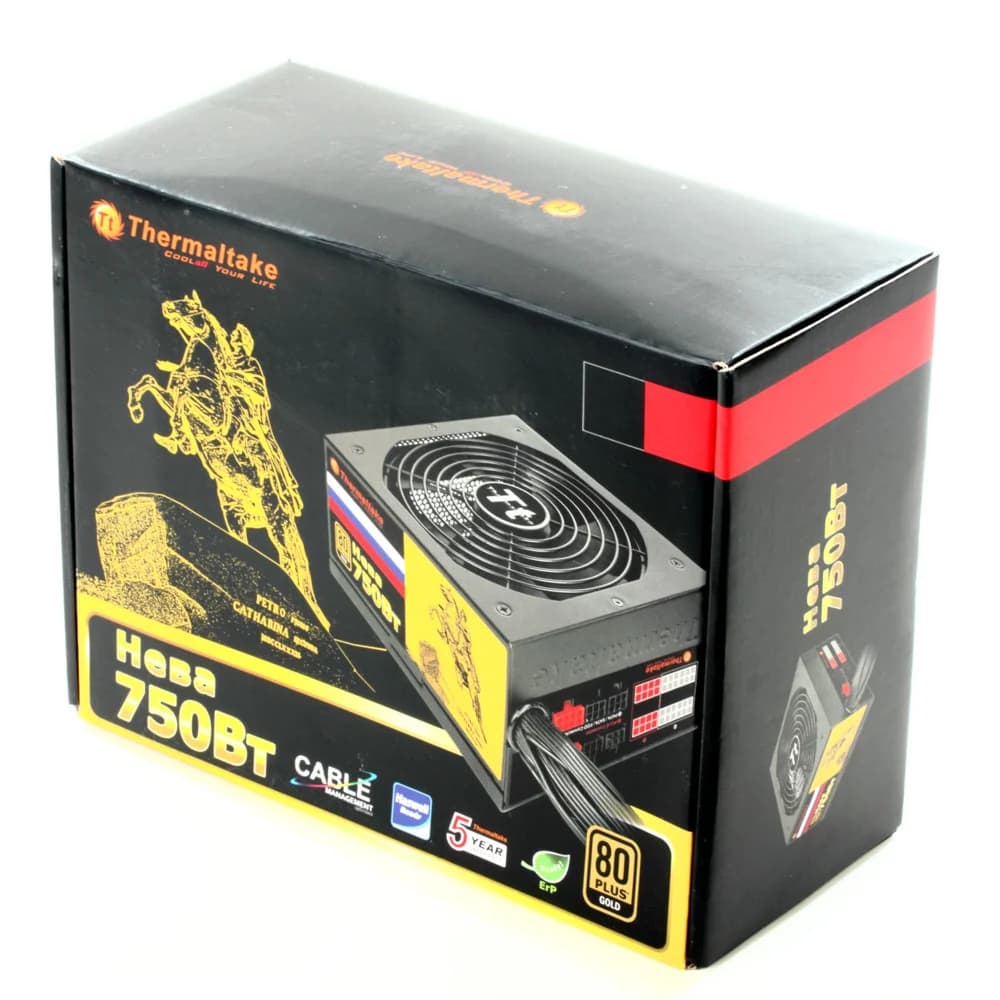 Блок питания 750W Thermaltake Russian Gold Neva (ATXv2.3, A.PFC, 80 Plus Gold, Fan 14 см, Modular, Retail) (W0427RE)