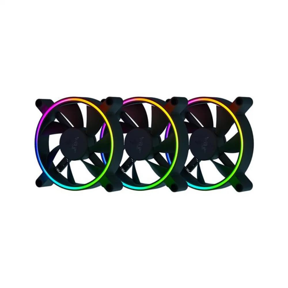 Кулер для компьютерного корпуса, Razer, Kunai Chroma 120MM aRGB LED PWM Performance Fan - 3 Fan, RC21-01810100-R3M1, Вентилятор 120мм, время работы 60 000 часов, Подсветка ARGB, 182 гр, Габариты 120