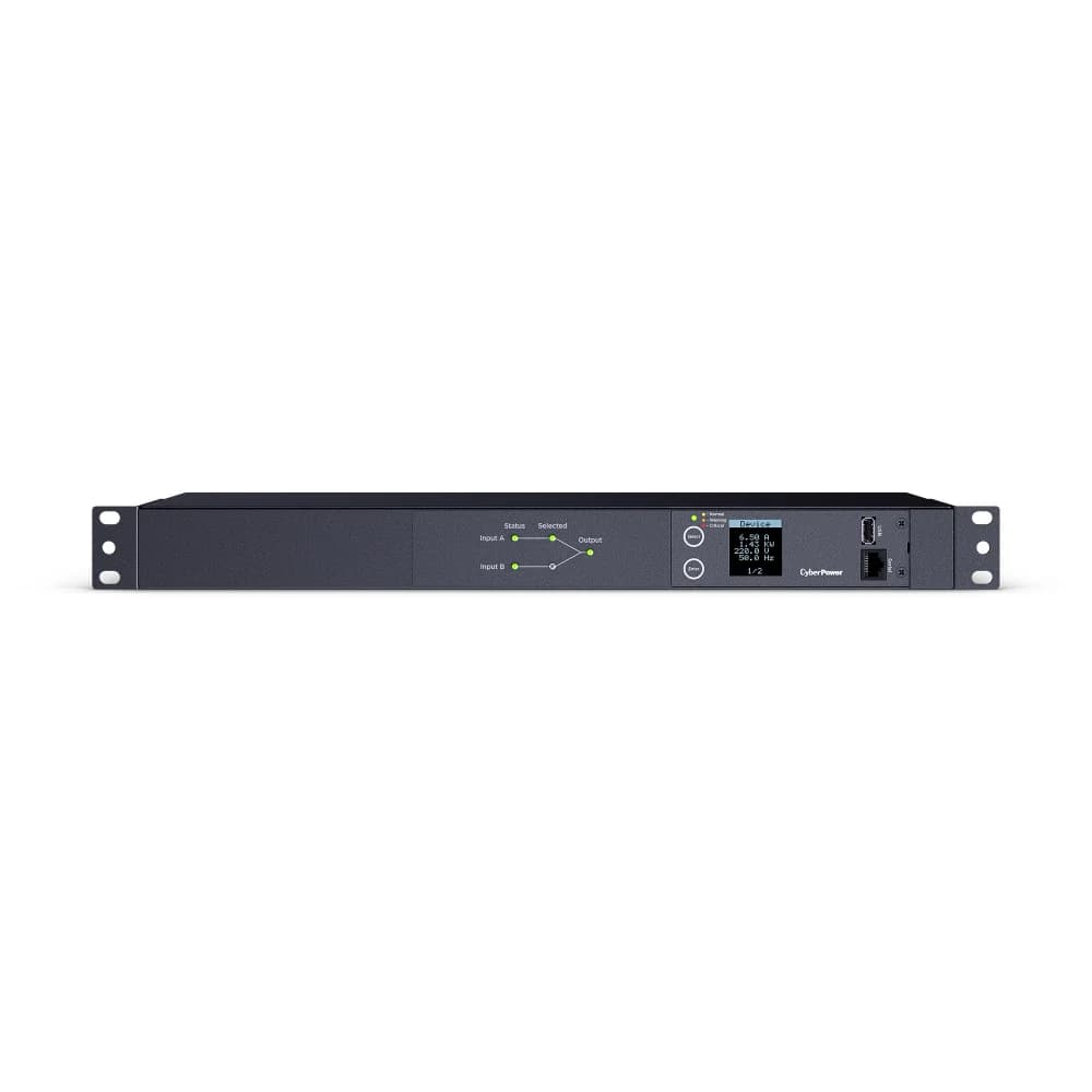 Панель питания распределительная ATS CyberPower PDU24005 Metered, 1U type, 16Amp, plug IEC 320 C20, (8) IEC 320 C13 (2) IEC 320 C19