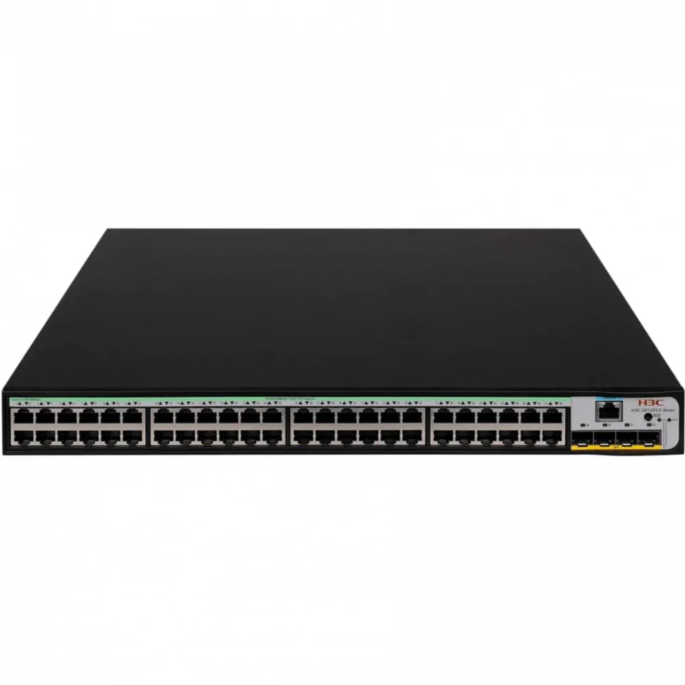 Коммутатор, H3C, LS5120V3-52P-PWR-LI-GL Switch, Управляемый L3, 48 портов 10/100/1000M (PoE 370Вт, 802.3af/at), 4 порта 1000M SFP, AC 100~240 В, -5°C ~ +50°C, стоечный