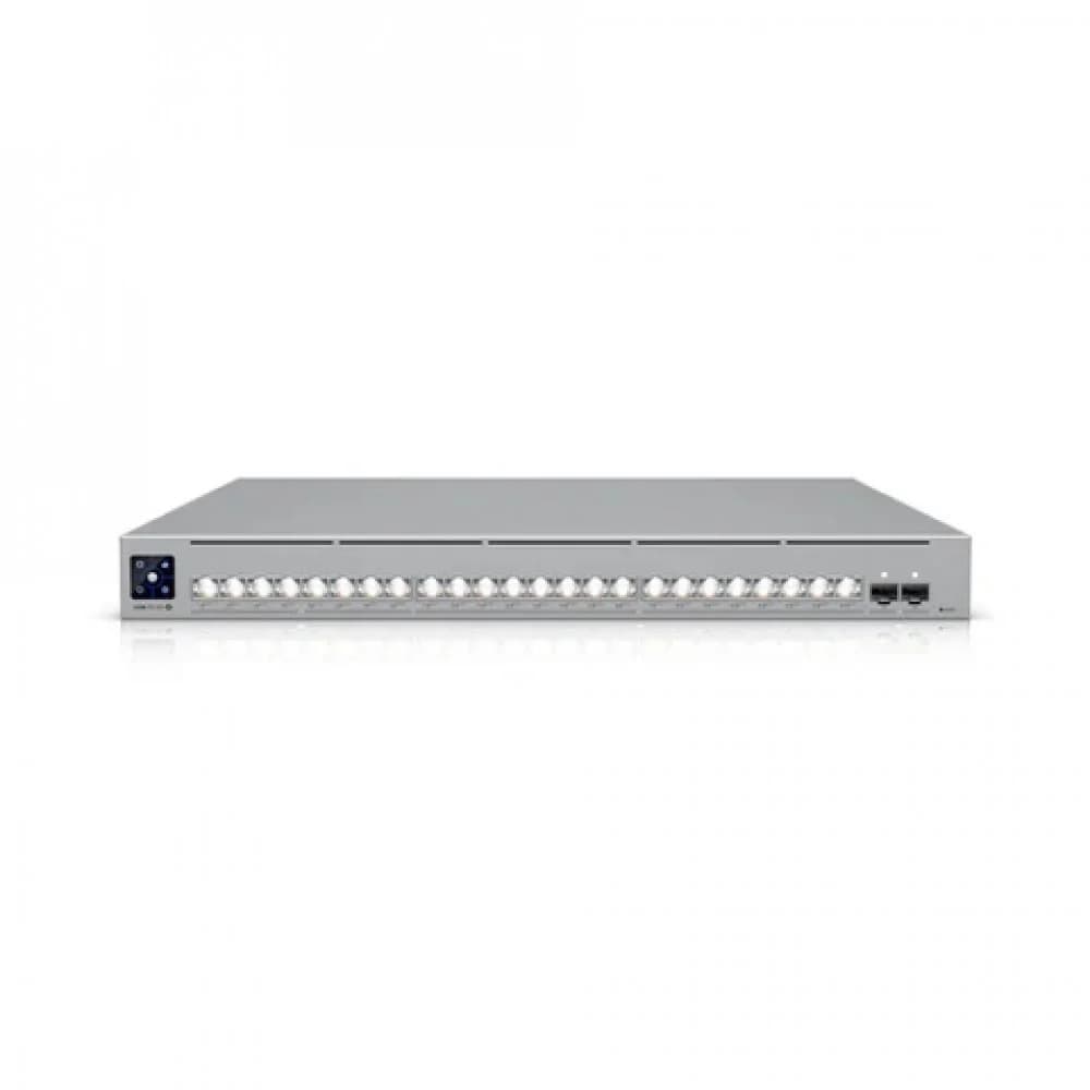 Коммутатор, Ubiquiti, USW-Pro-XG-24-PoE, управляемый L3, 8 порта RJ45 PoE+++ 10/100/1000/2500 Mbps, 16 порта RJ45 PoE+++ 10G/5G/2.5G/1G/100M, , Total PoE 720W, 2 порта SFP28, Стоечный
