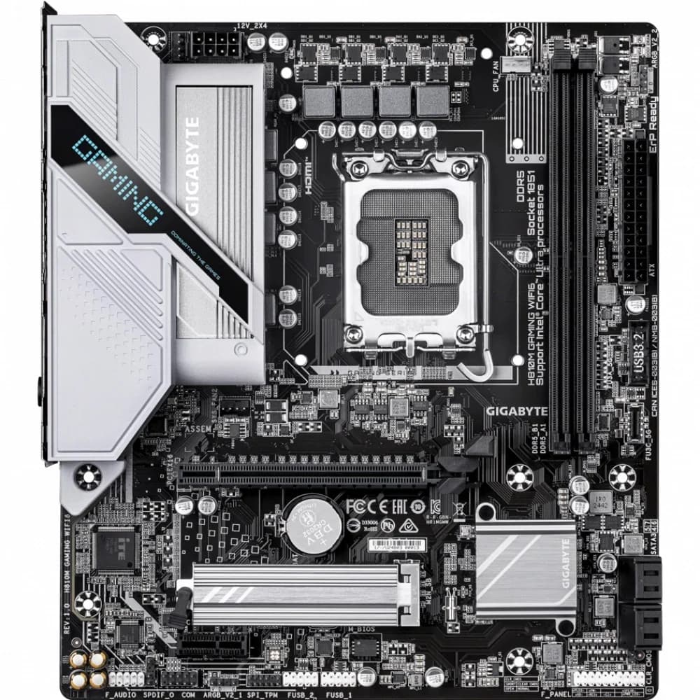 Материнская плата MSI H810M GAMING WIFI6E H810, LGA1851, 2*DDR5, 1*PCIEx16, 2*PCIEx1, 1*M.2, 2*TypeC, 4*USB3.2Gen1, 8*USB2.0, 4*SATA3.0, 2.5G, DP, HDMI, M-ATX, RTL