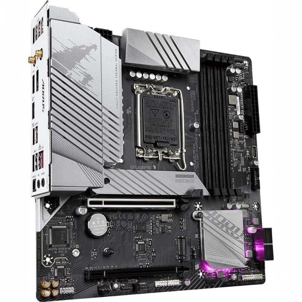 Материнская плата Gigabyte B760M AORUS ELITE AX, Socket 1700, Intel®B760, 4xDDR5-4800, HDMI+DP, 1xPCI-Ex16, 1xPCI-Ex1, 4xSATA3(RAID 0/1/5/10), 2xM.2, 8Ch Audio, GLan, WiFi, (4+4)xUSB2.0, (4+2)xUSB3.