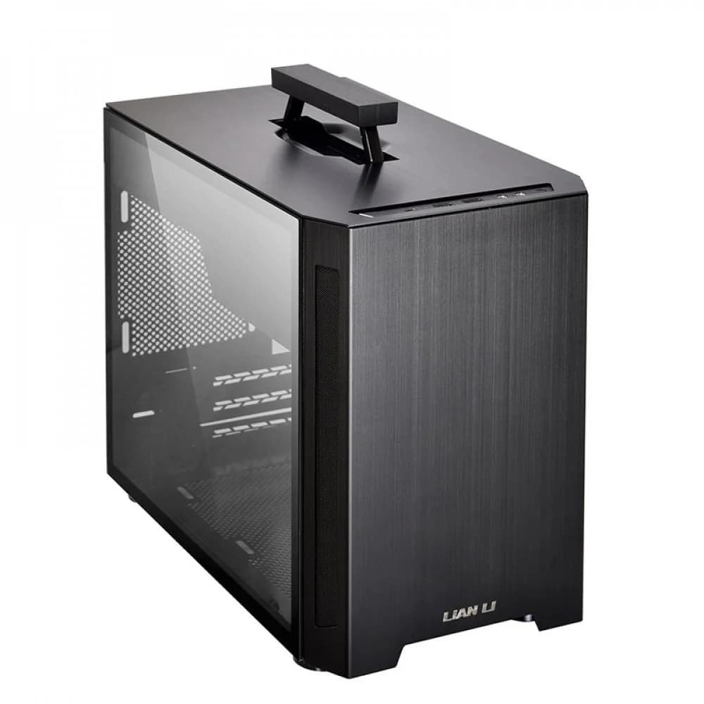 Корпус Lian Li TU-150, Mini-Tower Chassis, ITX, 1x3,5", 2x2,5", 3 слота расширения, USB3.1 Type Cx1, USB3.0 x2, HD Audio, цвет - черный, без блока питания. Алюминий. Боковая стенка - Заколенное стек