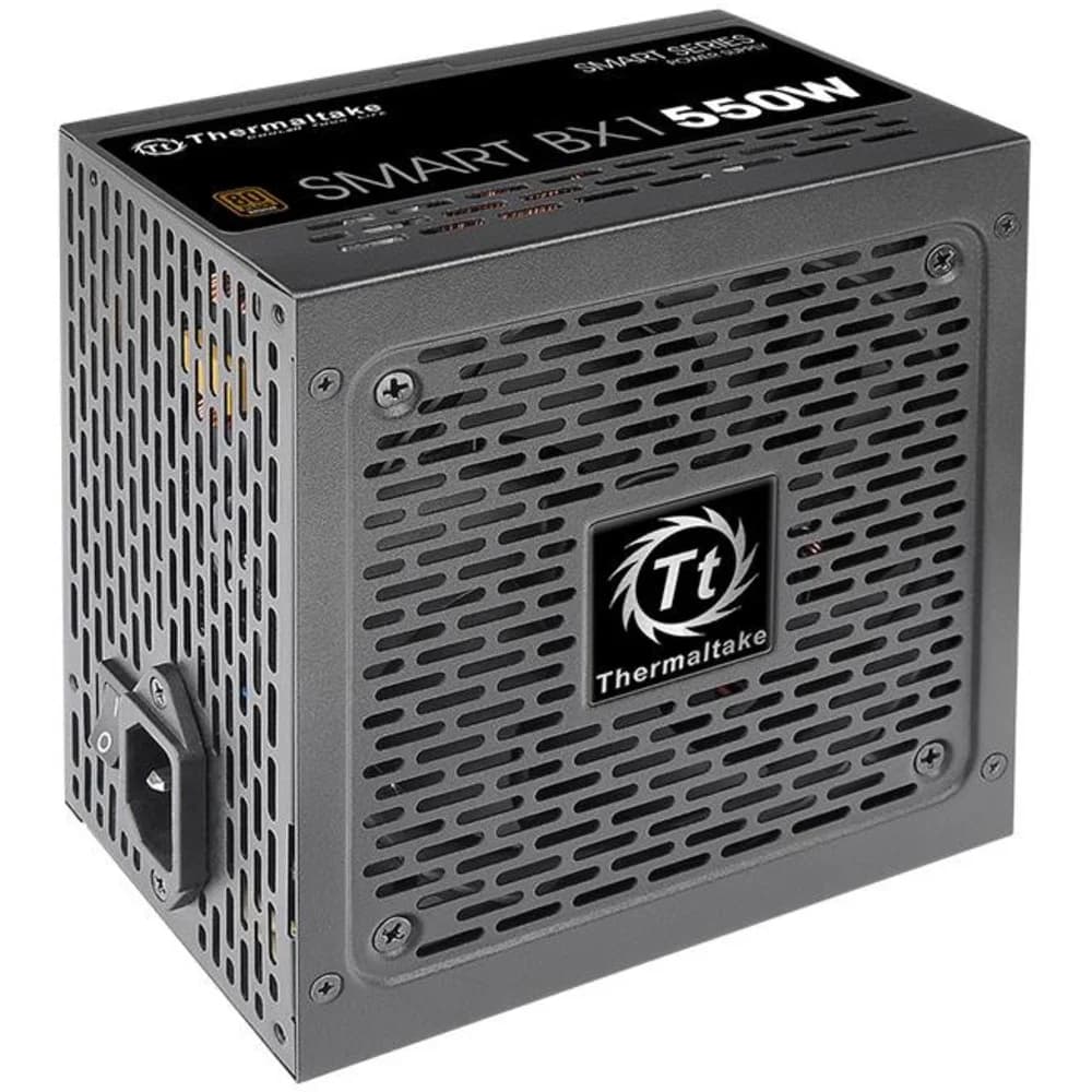 Блок питания, Thermaltake, Smart BX1 550W, PS-SPD-0550NNSABE-1, 550W, ATX, 80 Plus Bronze, APFC, 20+4 pin, 4+4pin, 6*Sata, 4*Molex, 1*FDD, 2*PCI-E 6+2 pin, Вентилятор 12 см, Кабель питания, Чёрный