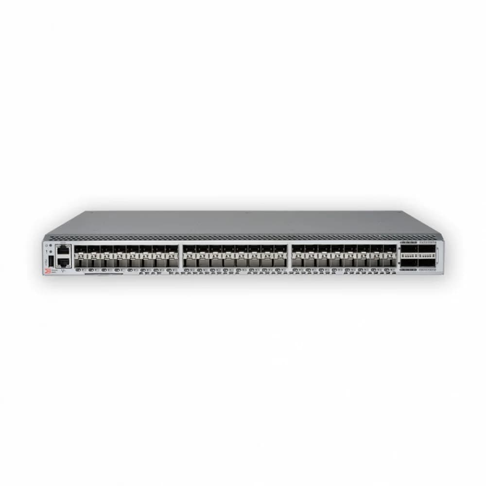 Brocade G620S 64-port FC Switch, 24-port licensed, included 24x 32Gb SWL SFP+ transceivers, 2x PS 25 24-port licensed, included 24x 32Gb SWL SFP+ transceivers, 2x PS 250W, Port Side Exhaust Air Flow