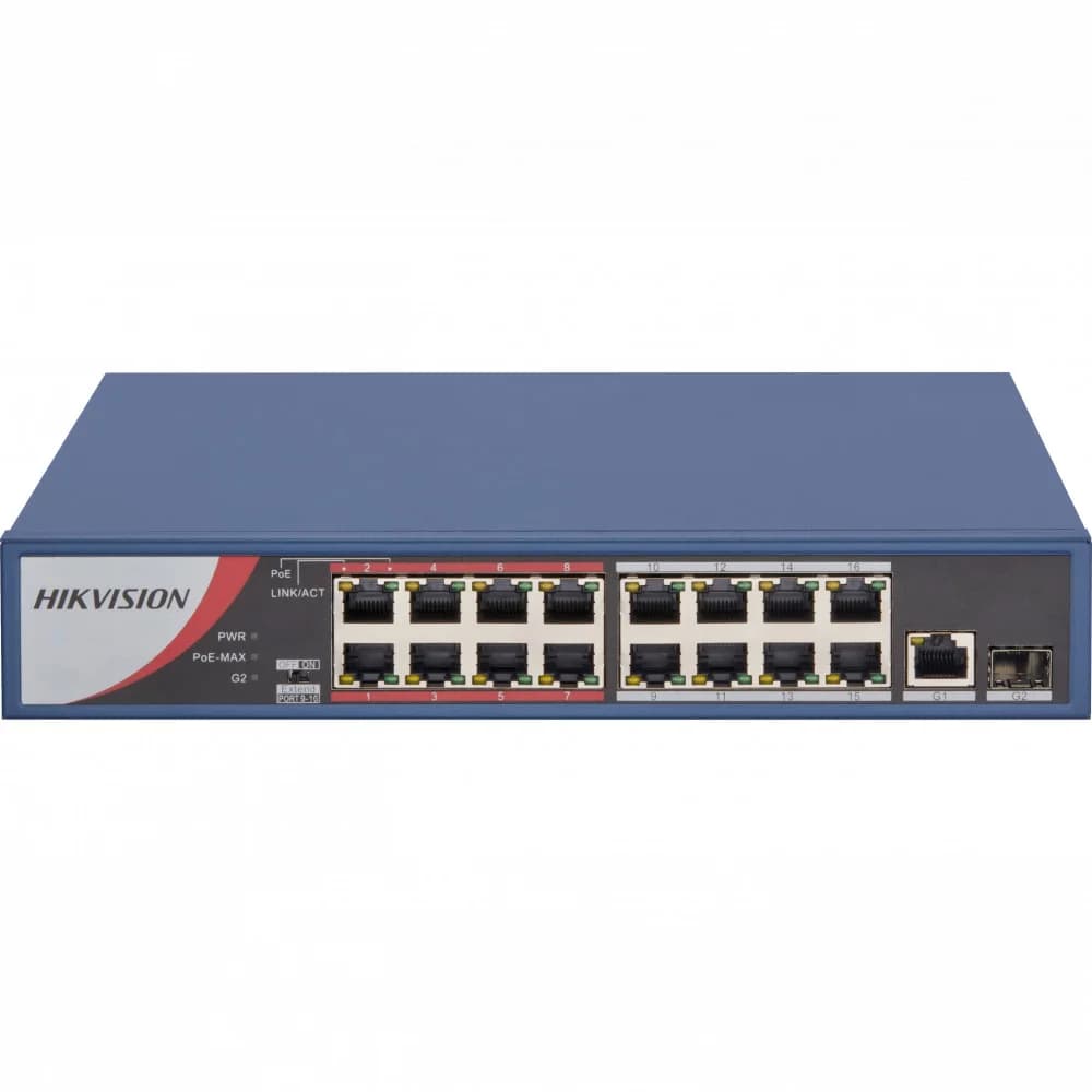 PoE Сетевой коммутатор | Интерфейс: PoE 16×RJ45 10/100Мбит/с / Uplink 1×RJ45 1Гбит/с / Uplink Combo 1×RJ45 1Гбит/с + 1×SFP 1Гбит/с | PoE Стандарт: IEEE 802.3af / IEEE 802.3at | Скорость коммутации:
