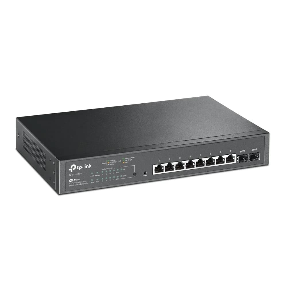 Switch 8 port TP-Link TL-SG2210MP, 8x10/100/1000 Мбит/с RJ-45, POE (150Вт), 2xGigabit SFP
