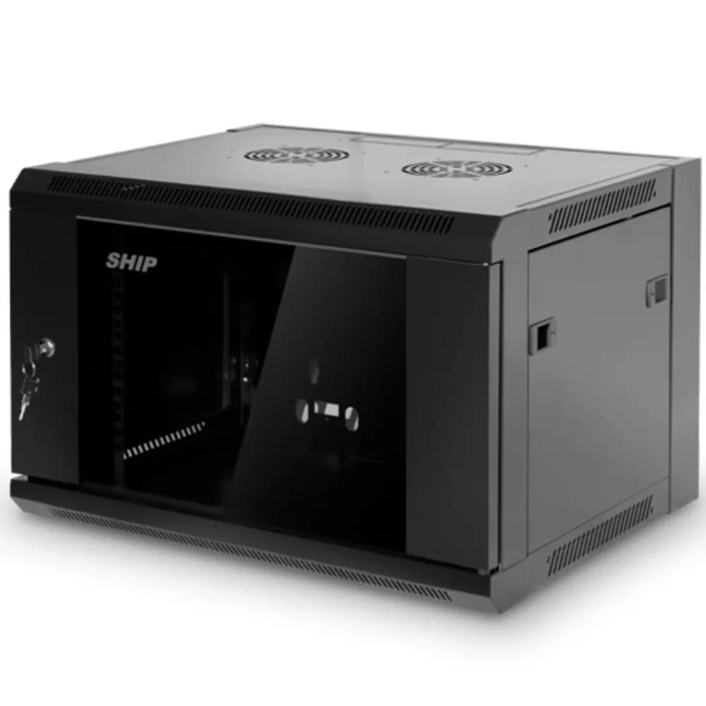 Шкаф настенный, SHIP, 5606.01.100, SE серия, 19'' 6U, 570*600*380 мм, Ш*Г*В, IP20, Чёрный Шкаф настенный SHIP 5606.01.100 Шкафы SE серии предназначены для установки телекоммуникационного оборудовани