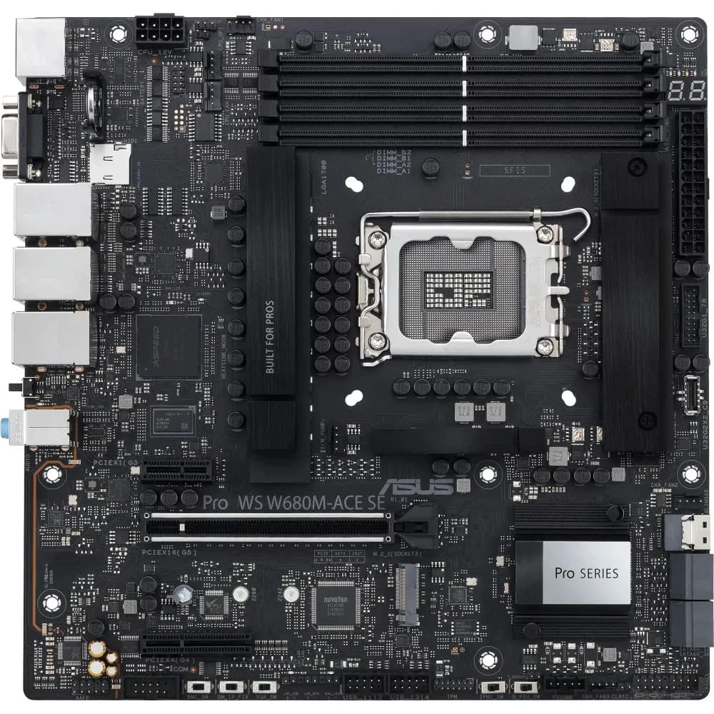 Материнская плата ASUS PRO WS W680M-ACE SE LGA1700 mATX 4xDDR5 PCIEx16 PCIEx4 PCIEx1 2xM.2 USB-C DP HDMI VGA 2х2.5GLAN