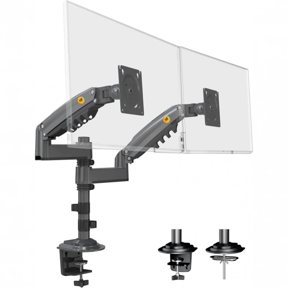 Крепление настольное NB H180 с газлифтом для 2х дисплеев 17"-27(35)", 2-9кг, VESA:75-100, черное H180 Black