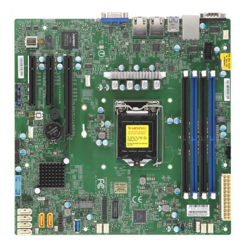 Серверная материнская плата SuperMicro MBD-X11SCL-F-B 1xLGA 1151, Intel C242, 4xDDR4, 2x1GbE LAN, 6xSATA3 (6Gbps) RAID 0,1,5,10, 6xUSB 2.0 + 5xUSB 3.1, 1xVGA, 2 COM, 1xPCI-E 3.0 x16, 2xPCI-E 3.0 x8,