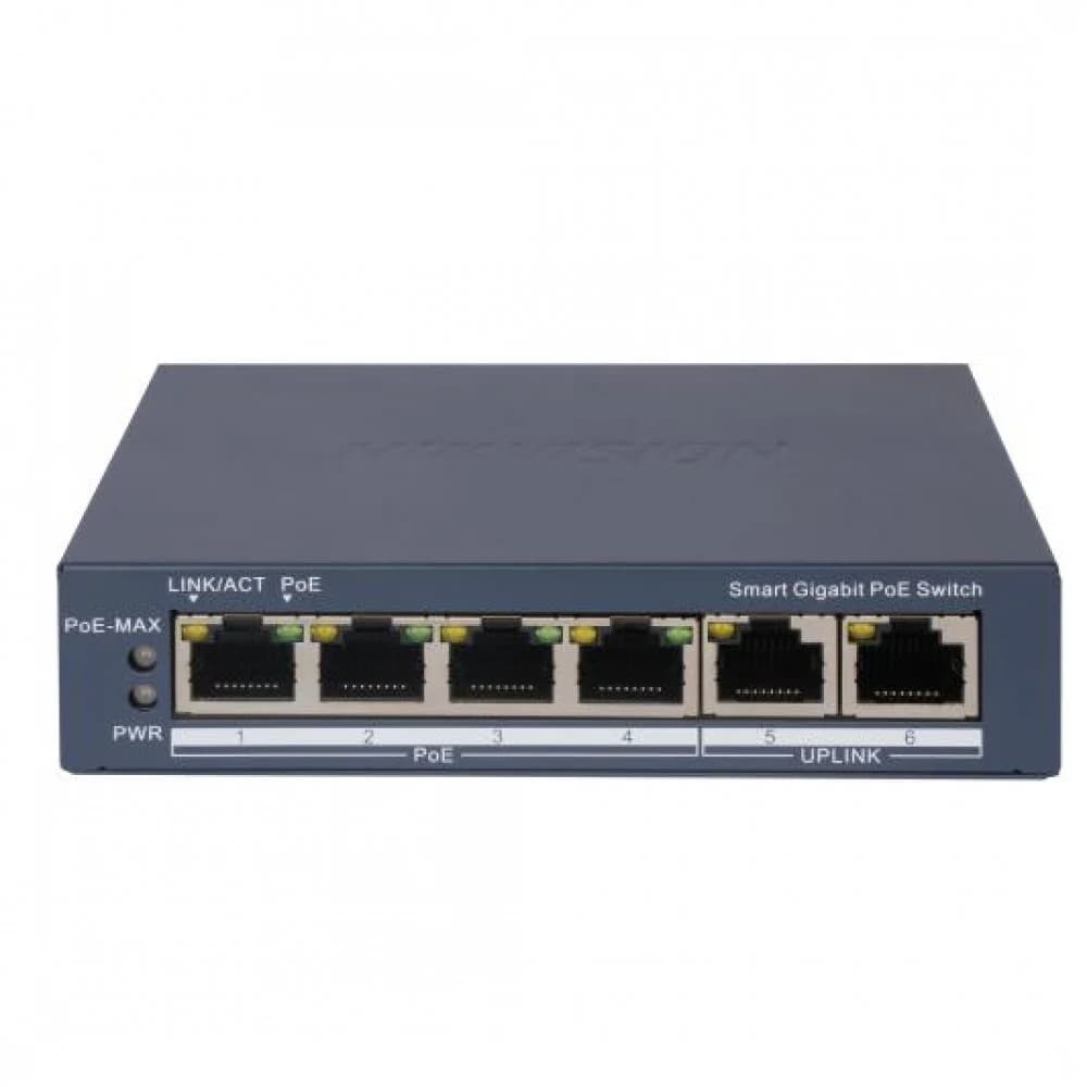 PoE Сетевой коммутатор | Интерфейс: PoE 4×RJ45 1Гбит/с / Uplink 2×RJ45 1Гбит/с | PoE Стандарт: IEEE 802.3af / IEEE 802.3at | Скорость коммутации: 14 Гбит/с | Скорость передачи пакетов: 10.42Мбит/с |