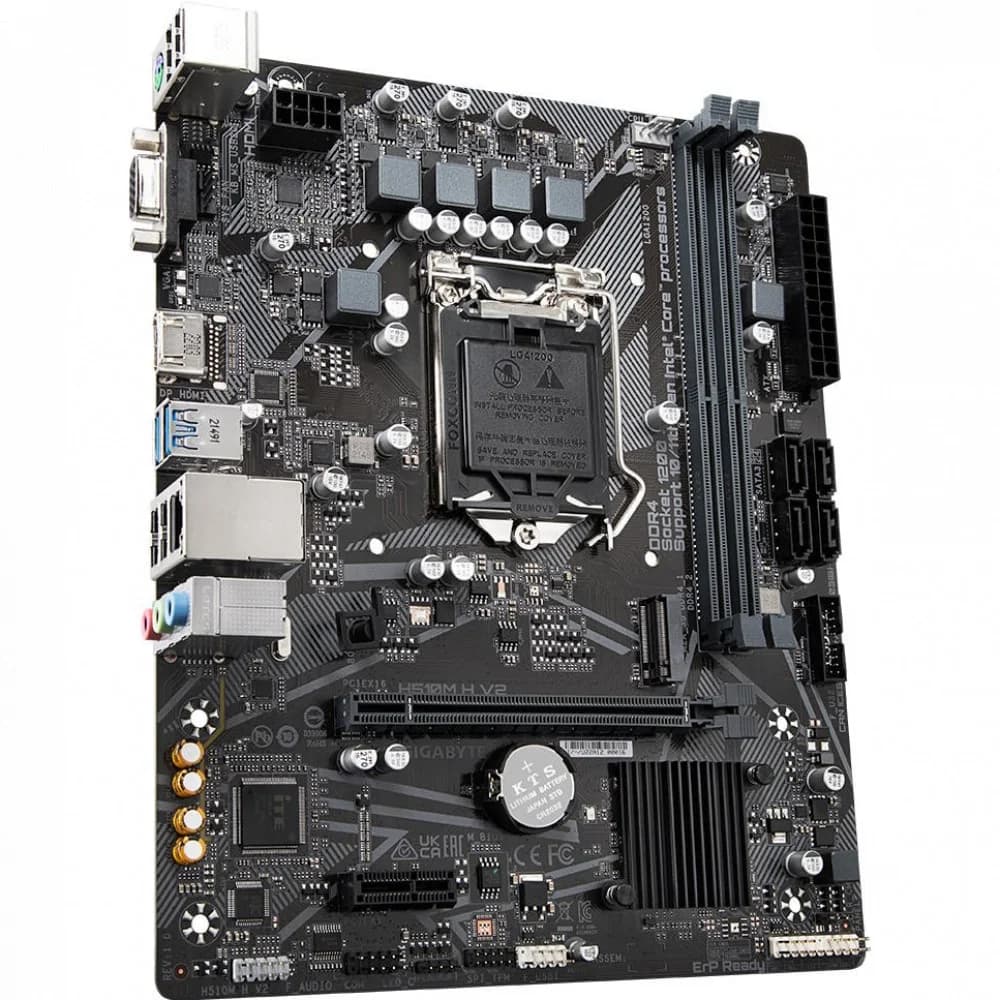 Материнская плата Gigabyte H510M H V2, Socket 1200, Intel®H470, 2xDDR4-3200, D-SUB+HDMI, 1xPCI-Ex16, 1xPCI-Ex1, 4xSATA3, 1xM.2, 8 Ch Audio, GLan, (4+2)xUSB2.0, (2+2)xUSB3.2, 1xPS/2, mATX, RTL