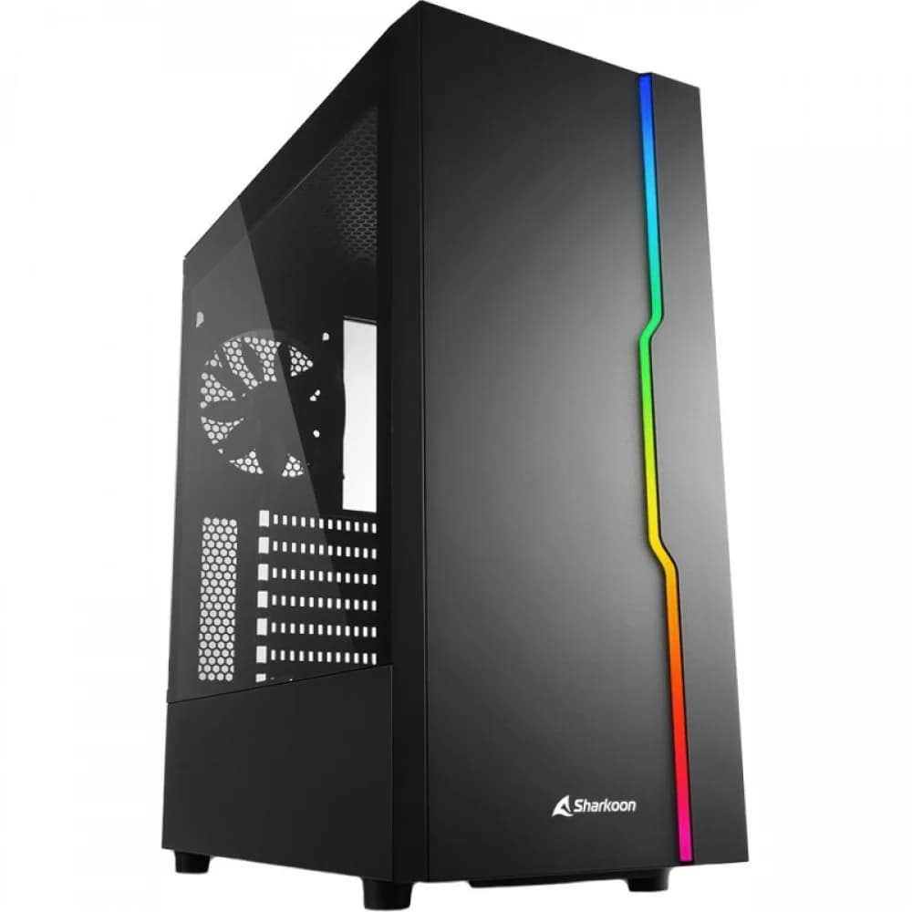 Корпус ПК без БП Sharkoon RGB SLIDER Black < ATX, 2x3.5, 5x2.5, 2xUSB 3.0, 1xUSB 2.0, Audio, 400*190*456mm>