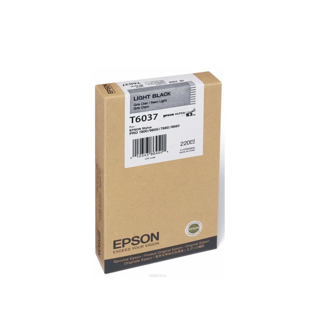 Картридж Epson C13T603700 SP-7880/9880 серый Тип: Картридж Назначение картриджа: Принтеры и МФУ Технология печати: Струйная Цвет: Светло-серый Ресурс: 220 мл Совместимость с моделями: Epson Stylus P