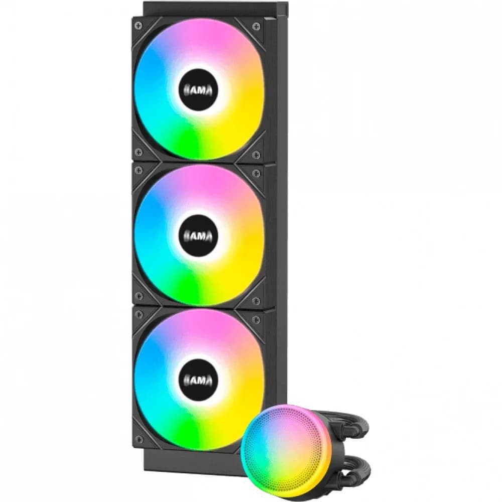 Водяное охлаждение для процессора/ Water Cooling System SAMA L60 Black (360mm, Black, ARGB/ Fans: 3x120mm, 82.79CFM, 29dBA, 2000RPM/ Pump height 52mm, 29dBA, 2500RPM, Rad thickness 27mm/ S: 1851, 17