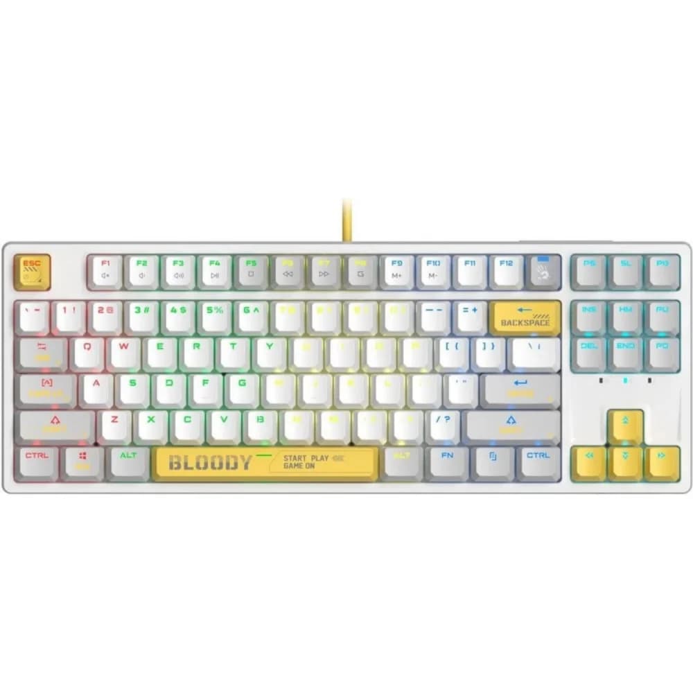Клавиатура A4Tech Bloody S87 Energy механическая белый/желтый USB for gamer LED (S87 USB ENERGY WHITE)
