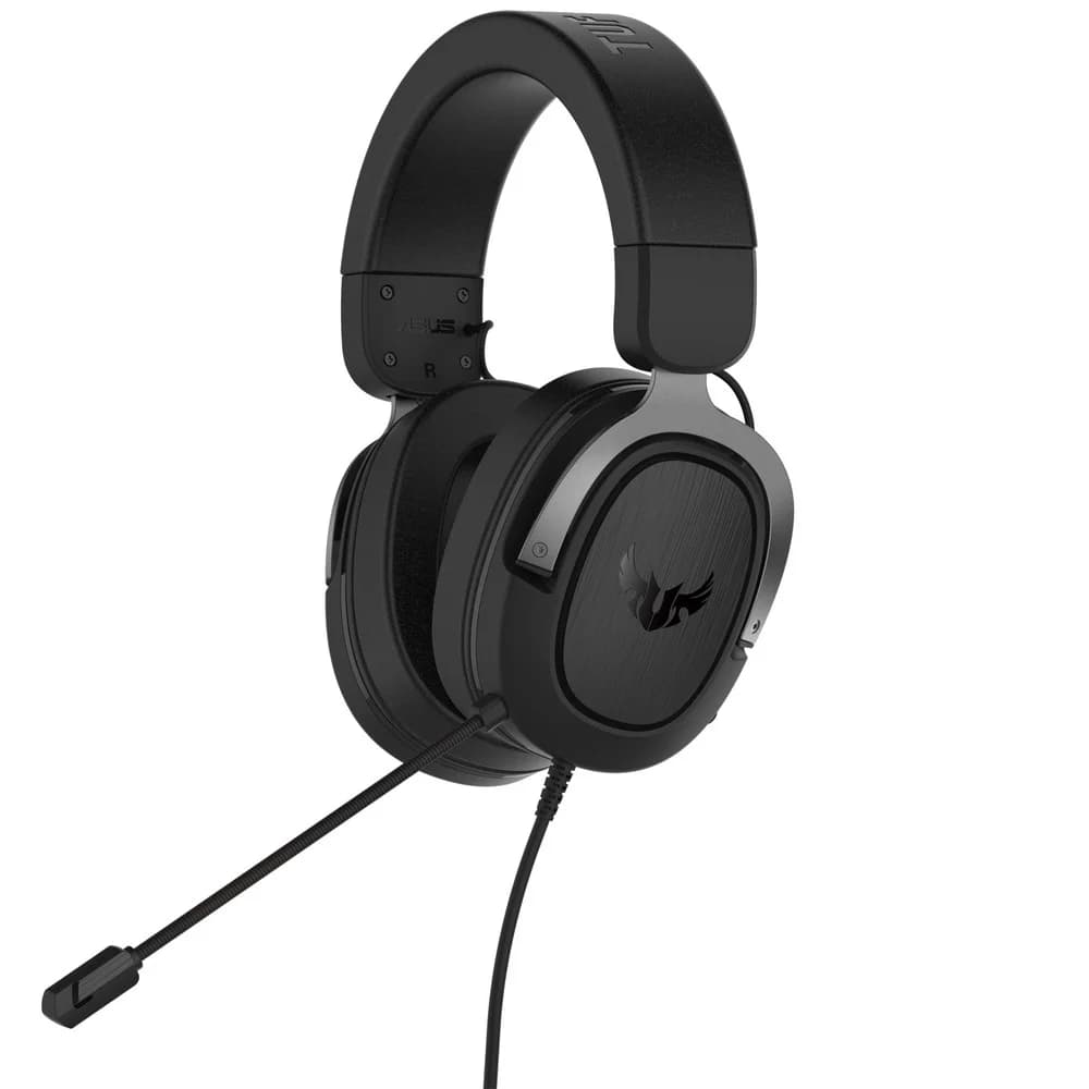 ASUS TUF Gaming H3 Игровые наушники чёрно-серые (7.1 виртуально, 50мм, неодимовые магниты, 32 Ом, 20~20000 Гц, микрофон, USB, PC, Mac, PS4, Nintendo Switch, Xbox One, 90YH028G-B1UA00)
