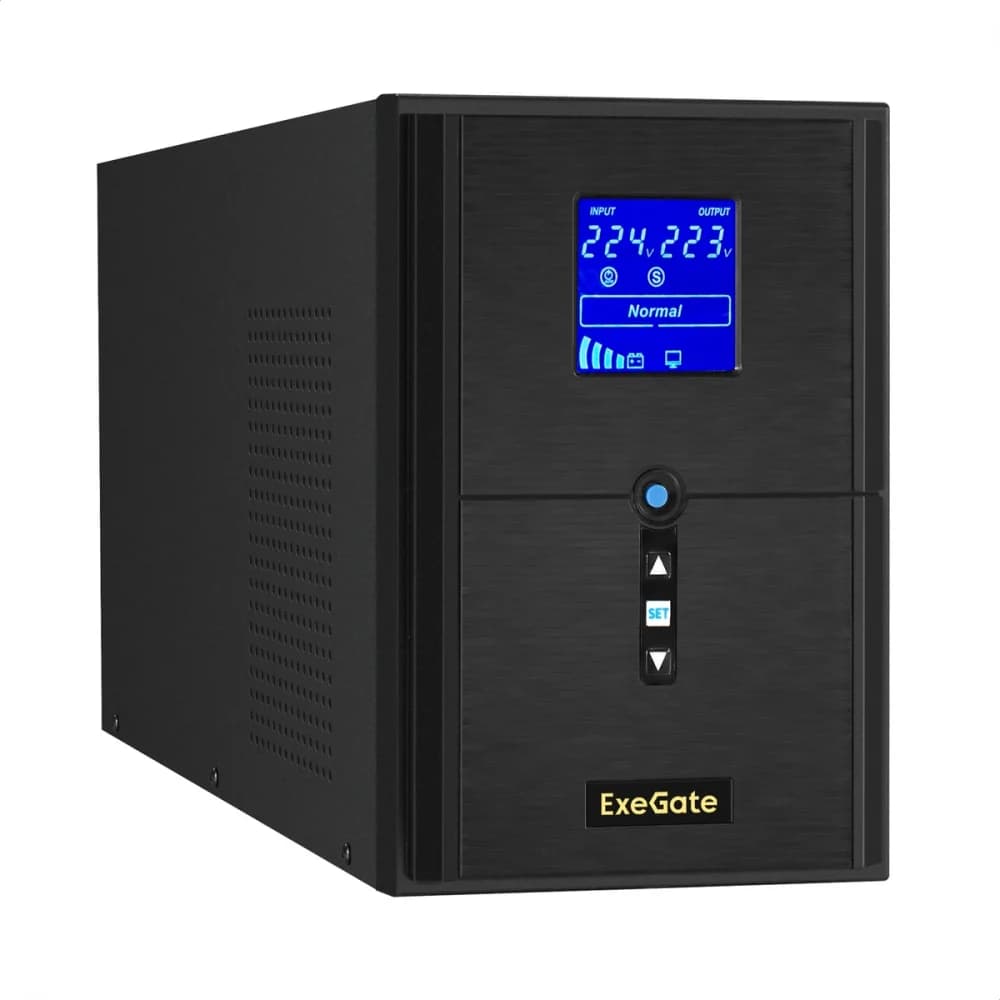 С витрины! ИБП (инвертор, синус, для котла) ExeGate SineTower SZ-2000.LCD.AVR.3SH.1C13.USB (2000VA/1600W, чистая синусоида, LCD дисплей, AVR, 3*Schuko+1*C13, USB, линейно-интерактивный, внешняя бата