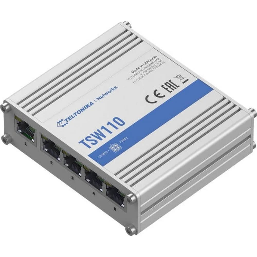 Коммутатор TELTONIKA/TSW110 Неуправляемый промышленный (IP30 -40/+75 ̊ C)/5 x RJ45 ports, 10/100/1000 Mbps