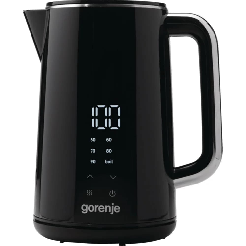 Чайник Gorenje K17DWD, 1.7 л, 2200 Вт, металл/пластик, 6 темпер.режимов, LCD, Black