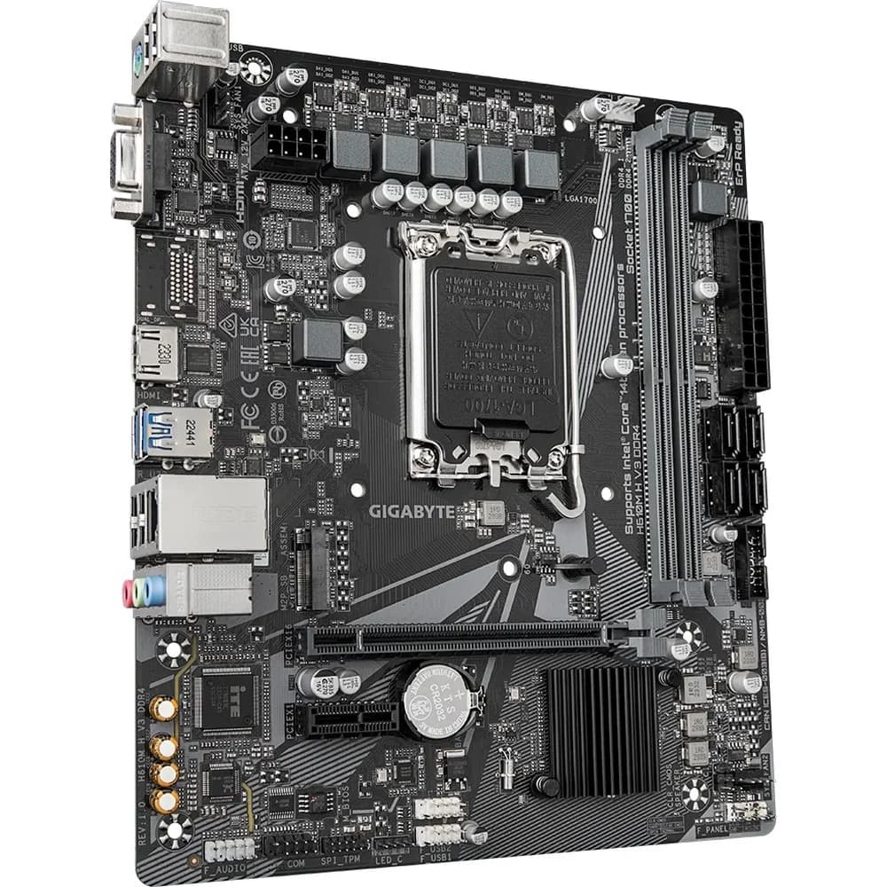 Материнская плата, Gigabyte, H610M H V3 DDR4 (4719331859718), LGA1700, iH610, 2xDDR4 3200/3000/2933/2667/2400 MHz, 4xSATA3, 1xM.2 (PCI-E 3.0x4/x2), 1xD-Sub, 1xHDMI, 1xPCI-Ex16, 1xPCI-Ex1, mATX